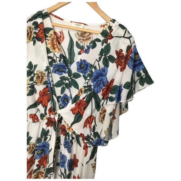 Umgee Tropical Floral Flare Sleeve Tie Front Fit Dress L - Picture 6 of 14